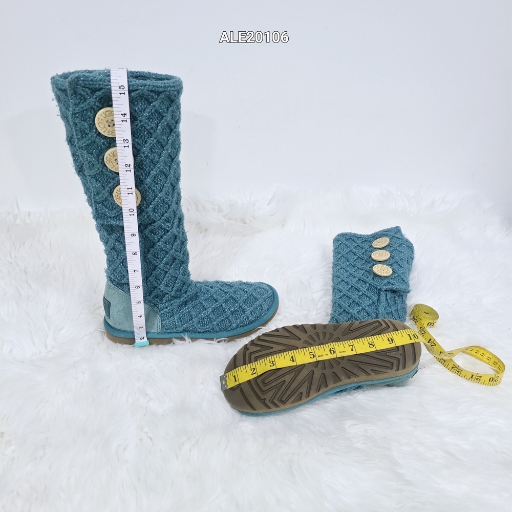 UGG style knit boots Classic Cardy model Turquoise Color Sz.7 - Picture 4 of 17